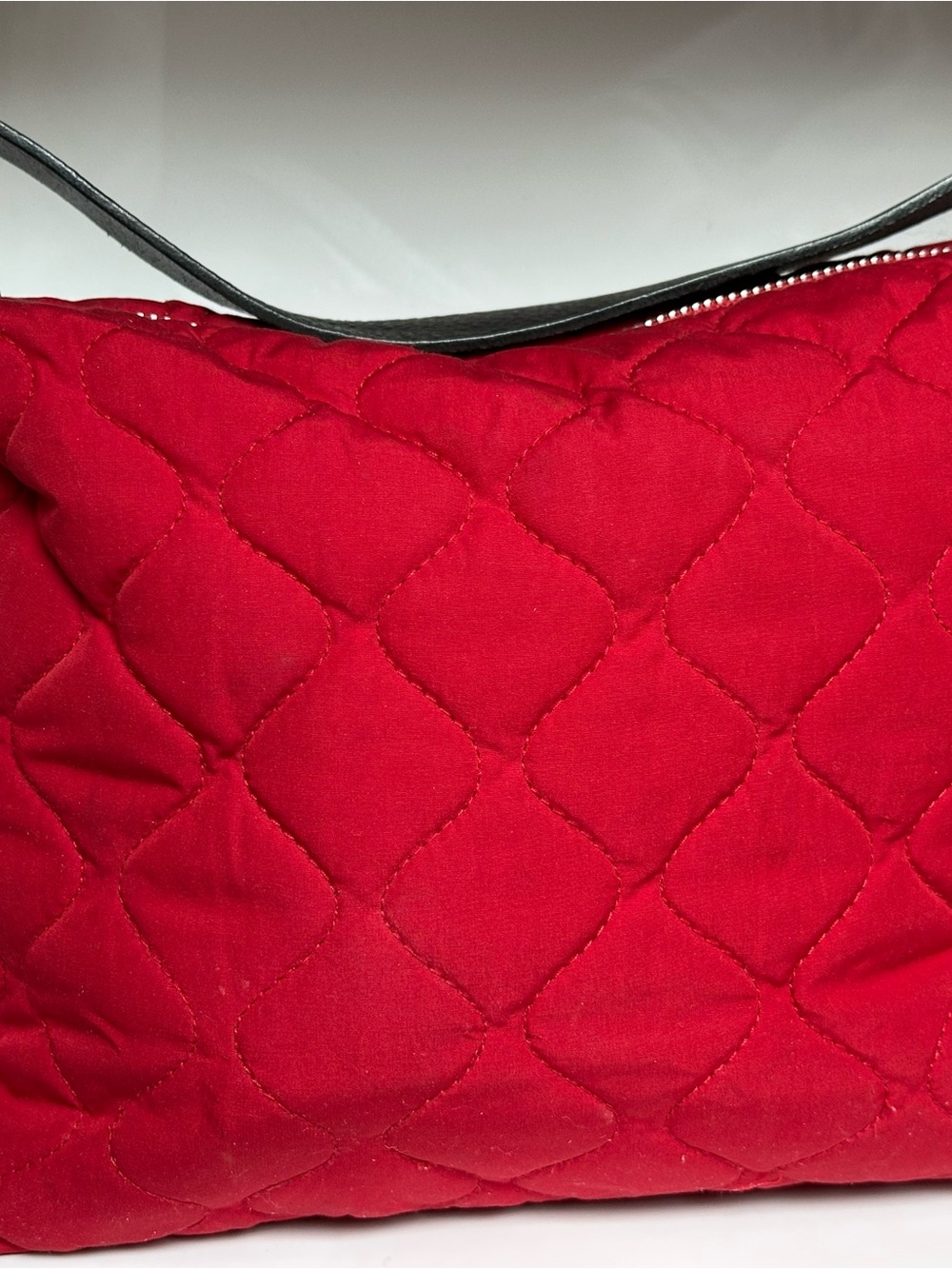 Banana Republic Quilted Red Shoulder Bag with Black Strap